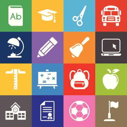 School Icons and Color Background