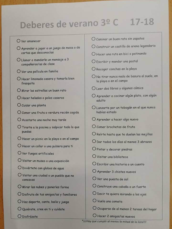 deberes de verano