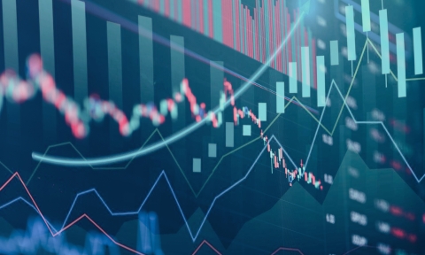 Financial stock market graph. Selective focus.